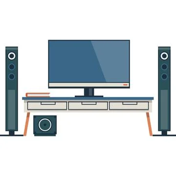 Home cinema stereo system vector icon on white Stock Illustration