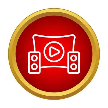 Home cinema system icon with play button Stock Illustration
