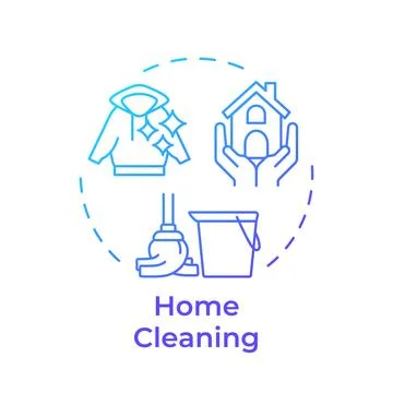 Home cleaning blue gradient concept icon Stock Illustration