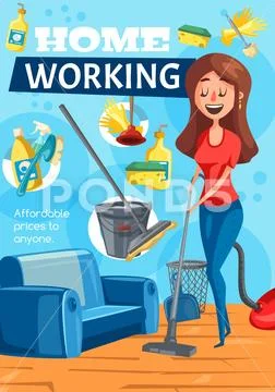 Home cleaning, clean house service Stock Illustration