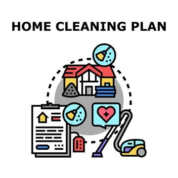 Home cleaning plan development and organization Stock Illustration