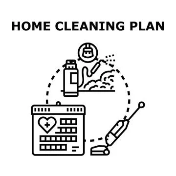 Home cleaning plan organizing housework schedule concept Stock Illustration