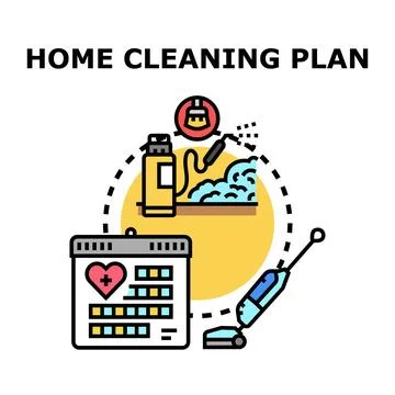 Home cleaning plan organizing housework schedule concept Stock Illustration
