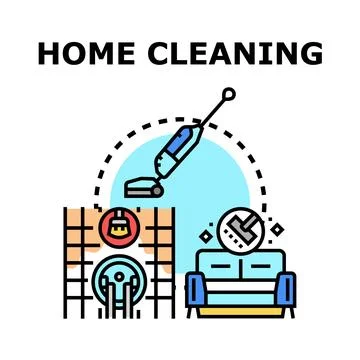 Home cleaning service concept using various tools Stock Illustration