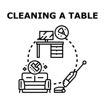 Home cleaning service process and equipment icon concept Stock Illustration