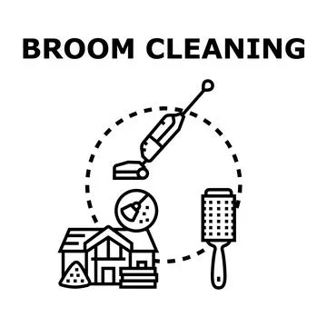 Home cleaning service using various tools concept Stock Illustration