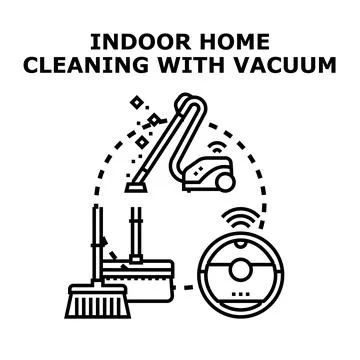 Home cleaning services using modern vacuum technologies Stock Illustration