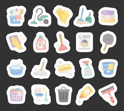 Home cleaning set featuring vacuum gloves Stock Illustration