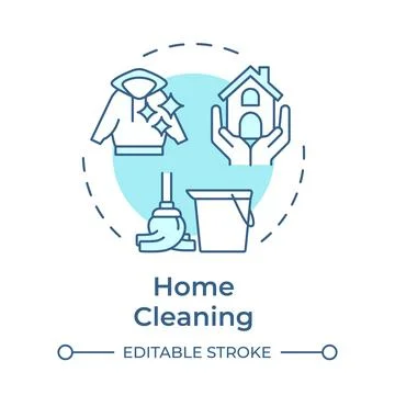 Home cleaning soft blue concept icon Stock Illustration