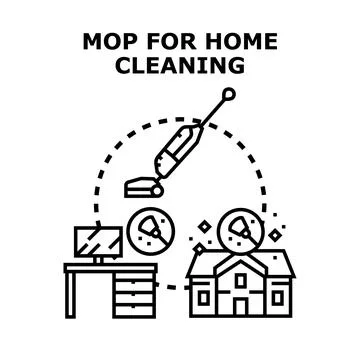 Home cleaning tools and services concept Stock Illustration