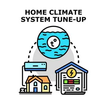 Home climate system tune up process illustration Ilustración de archivo