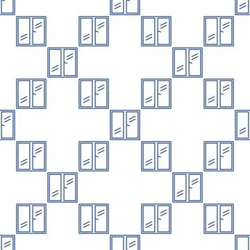 Home Closed Window vector thin line seamless pattern Illustrazione stock
