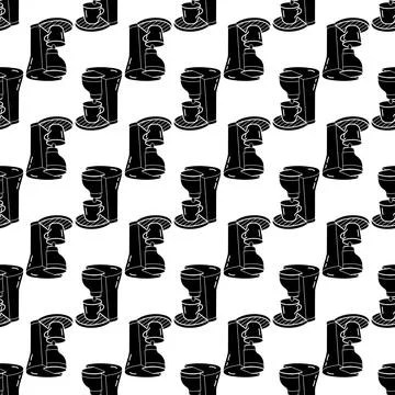Home coffee maker pattern seamless vector Illustrazione stock