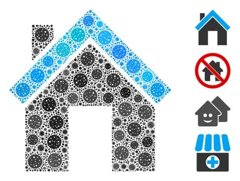 Home Collage of Covid Virus Elements Stock Illustration