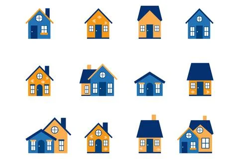 Home collection flat style on background Stock Illustration