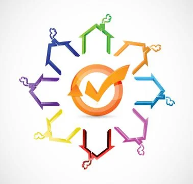 Home community check mark cycle Stock Illustration