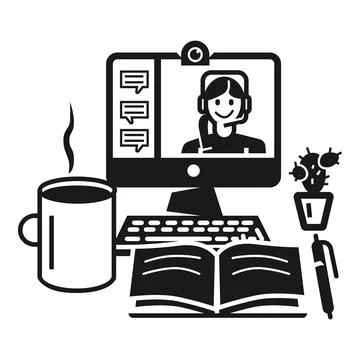 Home computer webinar icon, simple style Stock Illustration