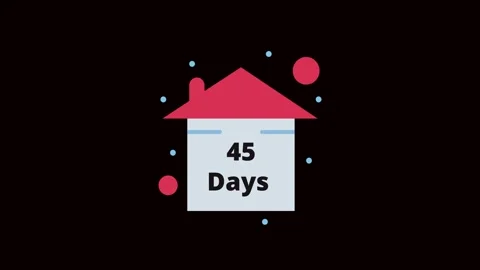 Home Concept 45 Days Countdown Animation On Black Background. 45 Days Count.. Video stock 340408230