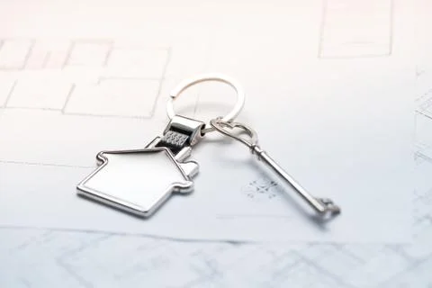 Home concept with blueprint in studio Stock Photos
