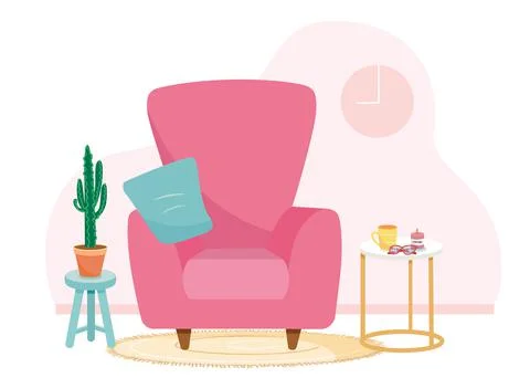 Home concept. Interior design. webdesign illustration of room Stock Illustration