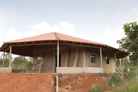 Home Constructing for the Indigenous Tribes in Northwest Brasilia Stock Photos