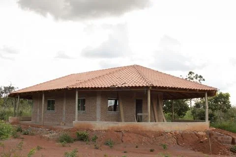 Home Constructing for the Indigenous Tribes in Northwest Brasilia Stock Photos