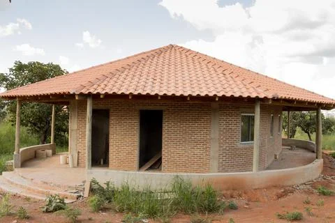 Home Constructing for the Indigenous Tribes in Northwest Brasilia Stock Photos