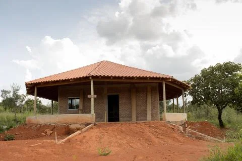 Home Constructing for the Indigenous Tribes in Northwest Brasilia Stock Photos