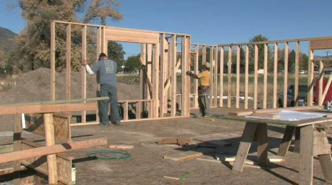 Home construction carpenters building M HD Stock Footage 277477