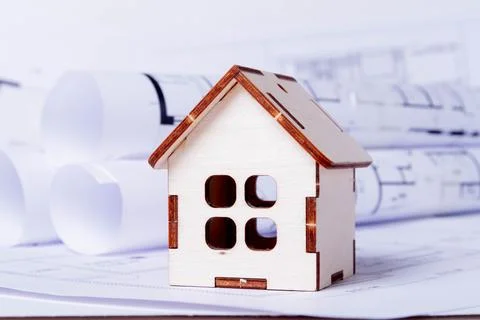 Home construction. Construction scheme. Work plan with dimensions and descr.. Stock Photos