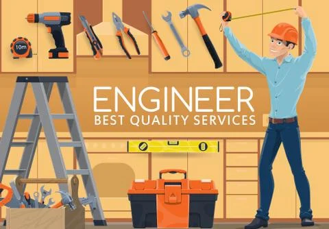Home construction engineer profession service Stock Illustration