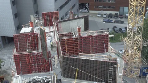 Home construction. installation of panels for pouring concrete. Video stock 86522184