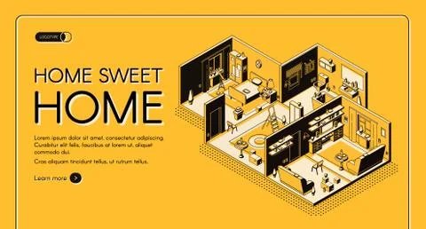 Home construction plan isometric vector website Stock Illustration