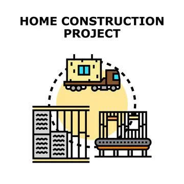 Home construction project developing, building modular house Ilustración de archivo
