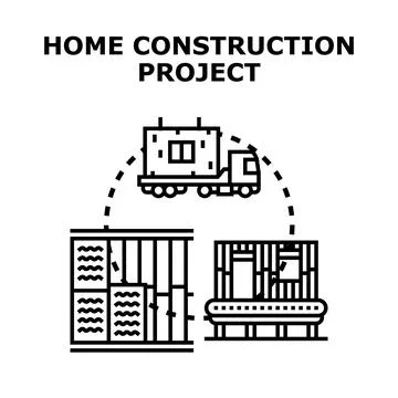 Home construction project developing, building modular house Ilustración de archivo
