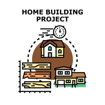 Home construction project planning and building materials concept Illustrazione stock
