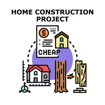 Home construction project planning and budget concept Stock Illustration