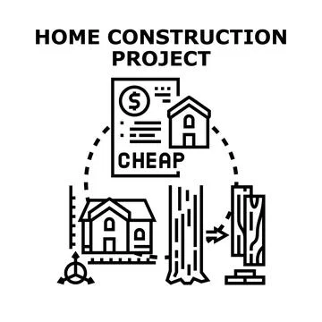 Home construction project planning and budget concept Stock Illustration
