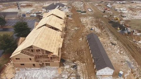 Home construction site in winter Stock Footage 71698020