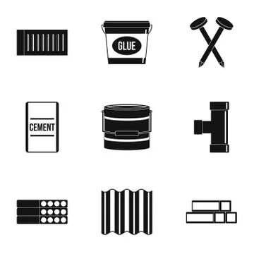 Home construction tool icon set, simple style Stock Illustration