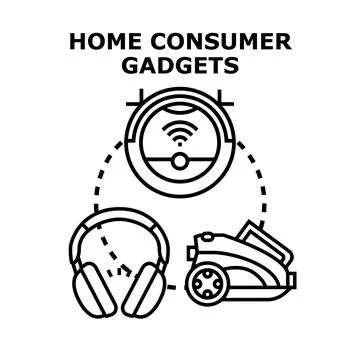 Home consumer gadgets for household technology and comfort Stock Illustration
