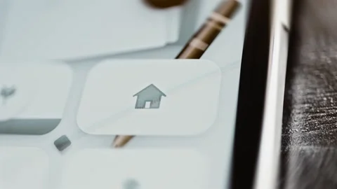 Home control opens property section on pale menu Stock Footage 346605695