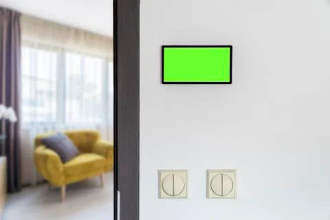 Home control with a smart device Stock Photos