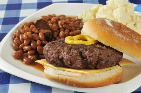 Home cooked hamburger Stock Photos
