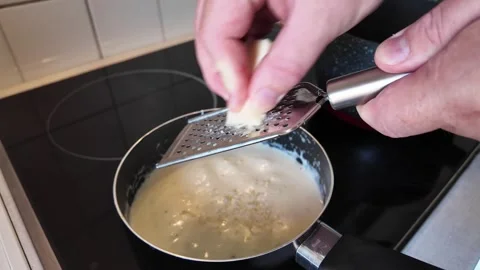 Home Cooking, Close Up Cheese Grating Preparation Stock Footage 274903948