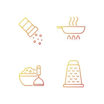 Home cooking gradient linear vector icons set Ilustración de archivo