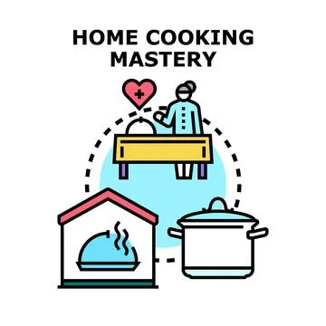 Home cooking mastery preparing healthy meal concept Stock Illustration