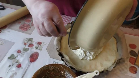 Home cooking process.  The chef prepares a pie stuffed with cottage cheese. Stock Footage 155165170