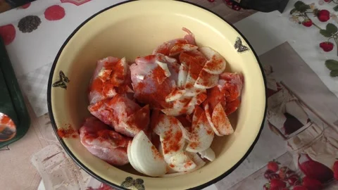 Home cooking process.  The chef prepares the chicken.  Healthy food concept. Video stock 155228146