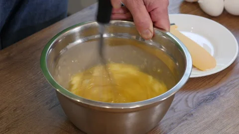 Home cooking. Process preparation dough, male hands mixing dough Stock Footage 217448952